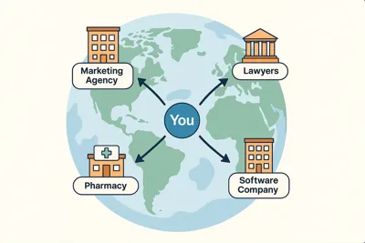 US-centered globe with lead types